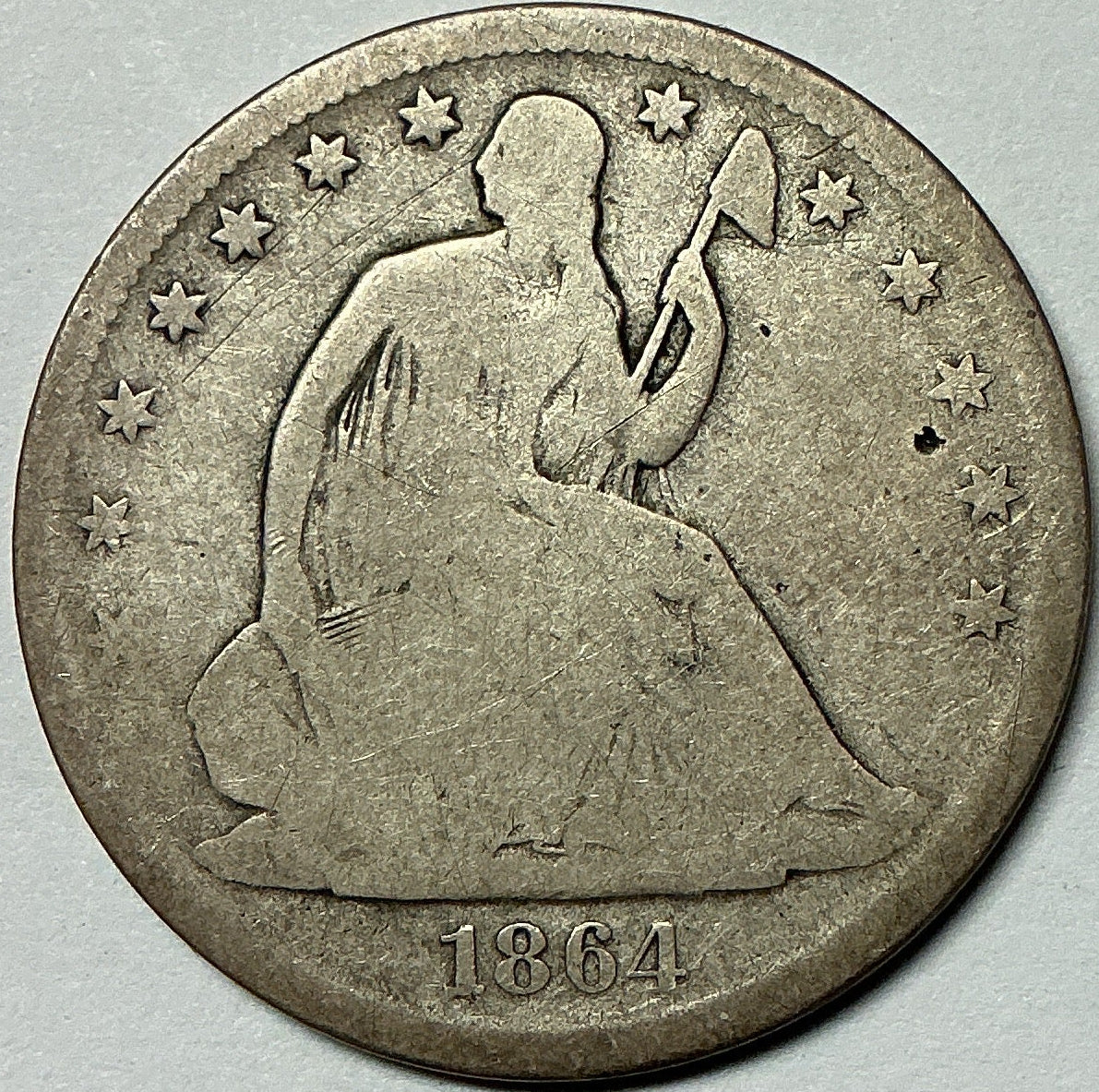 1864-S Liberty Seated Half Dollar, Good Circulated Coin, Store #HR1979