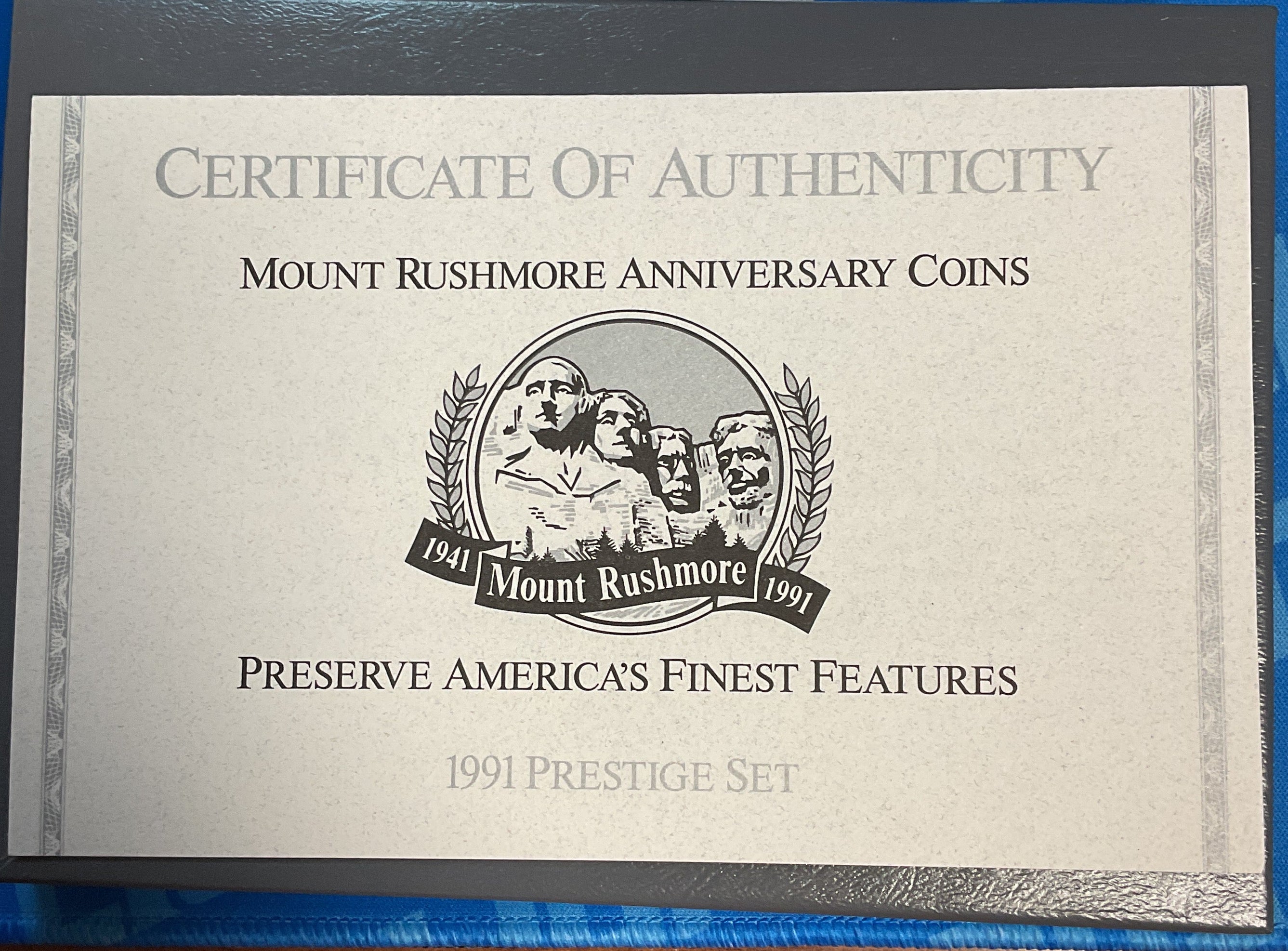 1991 U.S. Mint Prestige Set, Mt Rushmore Commemorative. Store #PT007