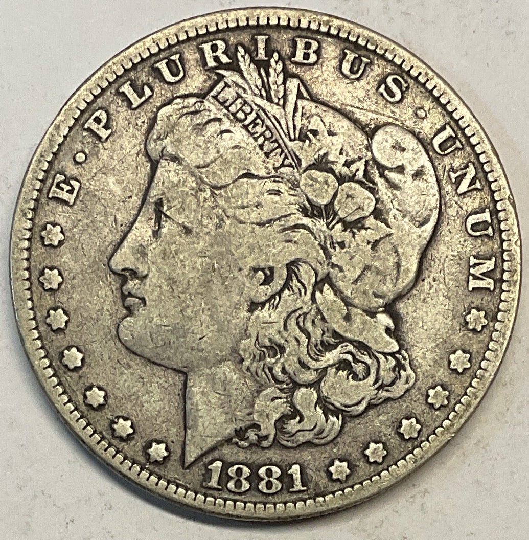 1881 Morgan Dollar, Very Fine+ Circulated Coin, Store #DR0877