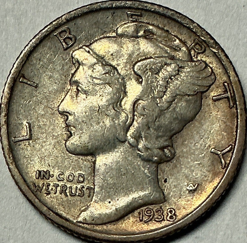 1938-S Mercury Dime, Extra Fine+ Circulated Coin, Store #DE0997