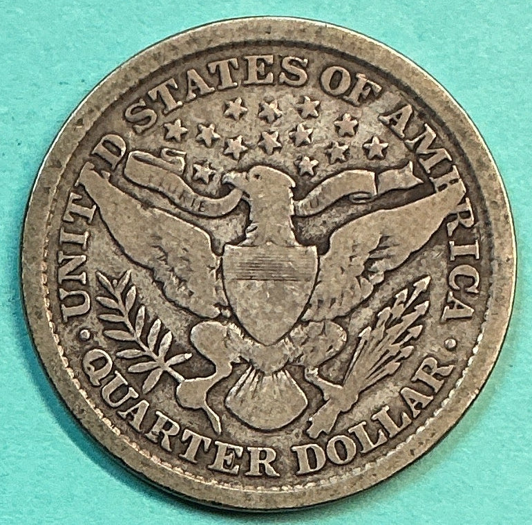 1898 Barber Quarter., Good+ Circulated Details., Store#QR1206