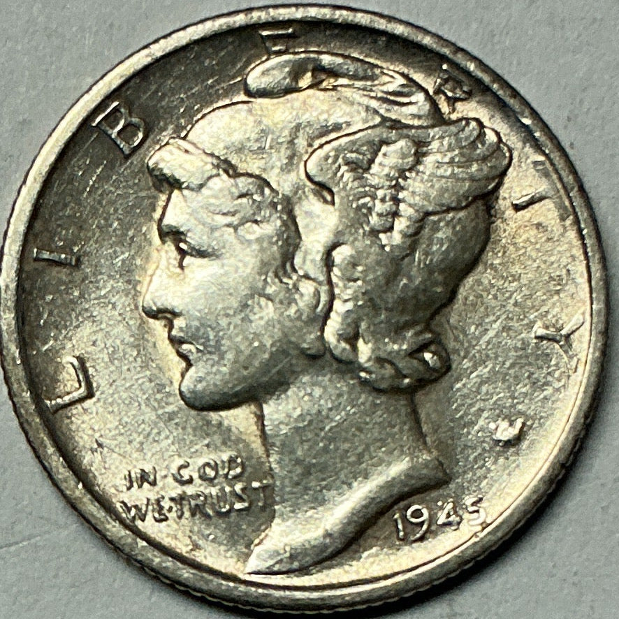 1945-S Mercury Dime, About Uncirculated+ Coin, Store #DE0999