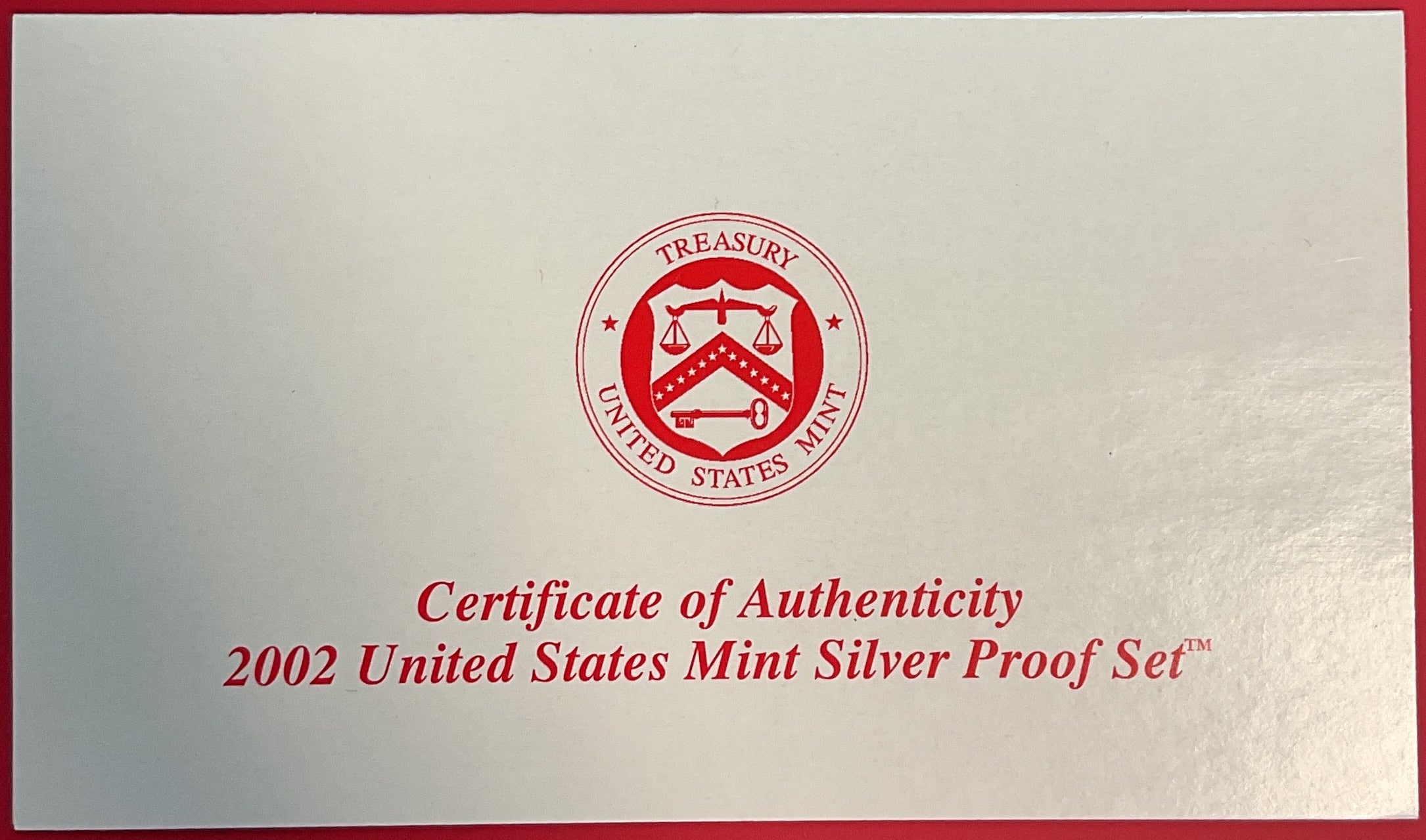 2002 United States Mint Silver Proof Set w/C.O.A.