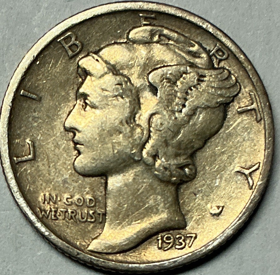 1937-S Mercury Dime, Very Fine Circulated Coin, Store #DE0992