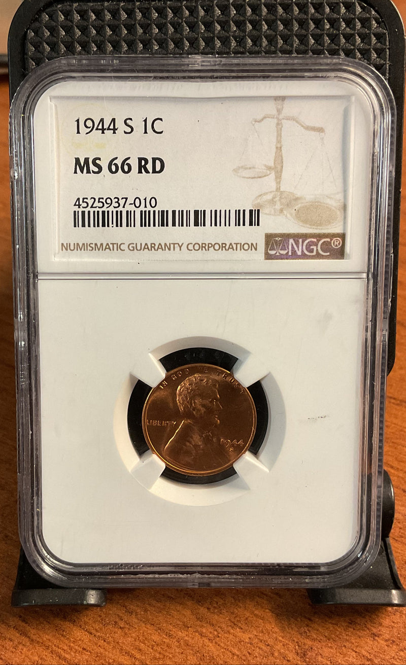 Lincoln Cent, NGC MS-66 RD, 1944 S 1C, Store