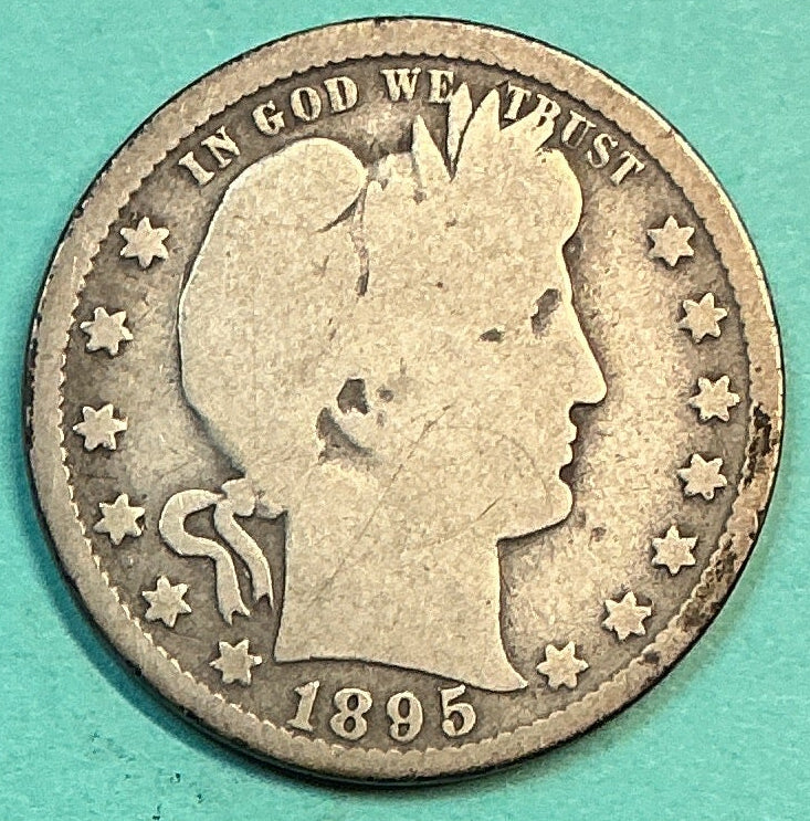 1895-O Barber Quarter., Good Circulated Details., Store#QR1196