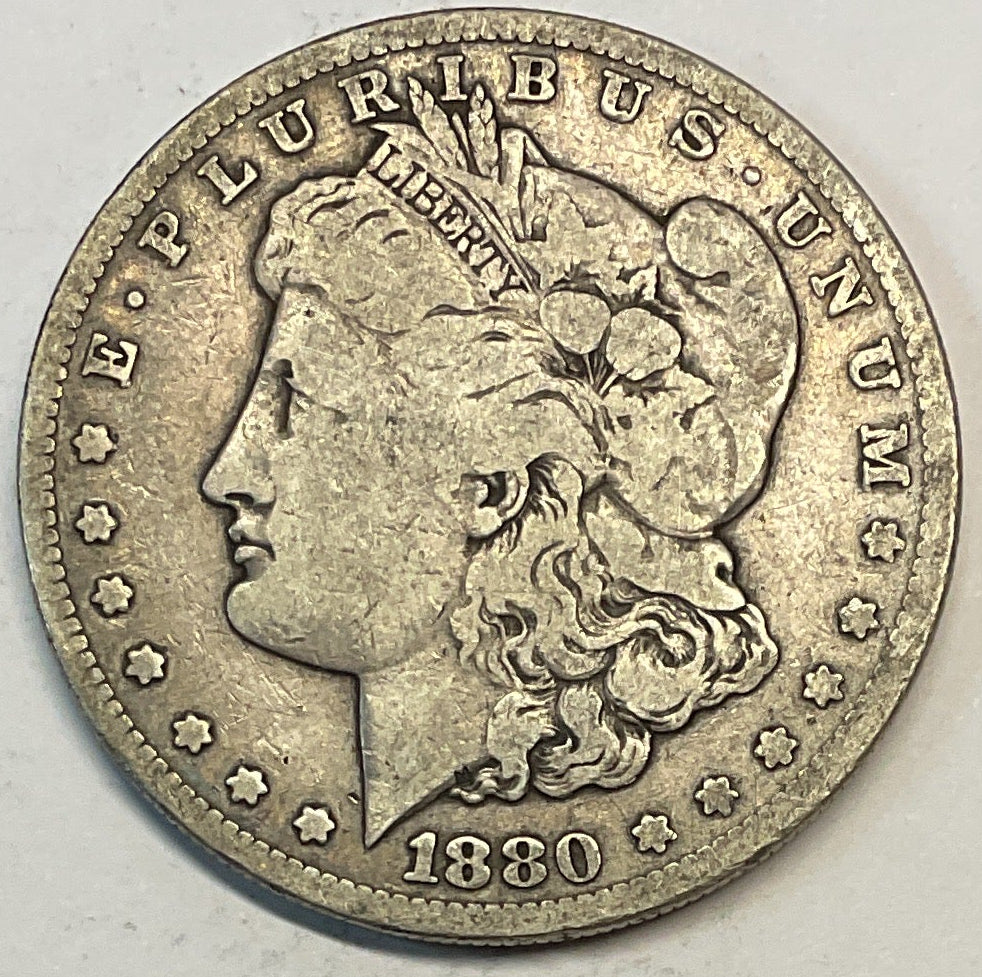 1880-S Morgan Silver Dollar, Very Fine Circulated Coin, Store #DR0875