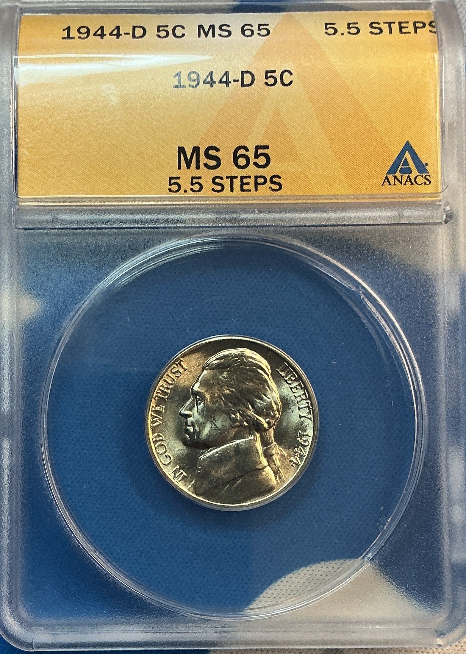 1944-D Jefferson Nickel, 5C MS 65, 5.5 Steps, Store #GNL057