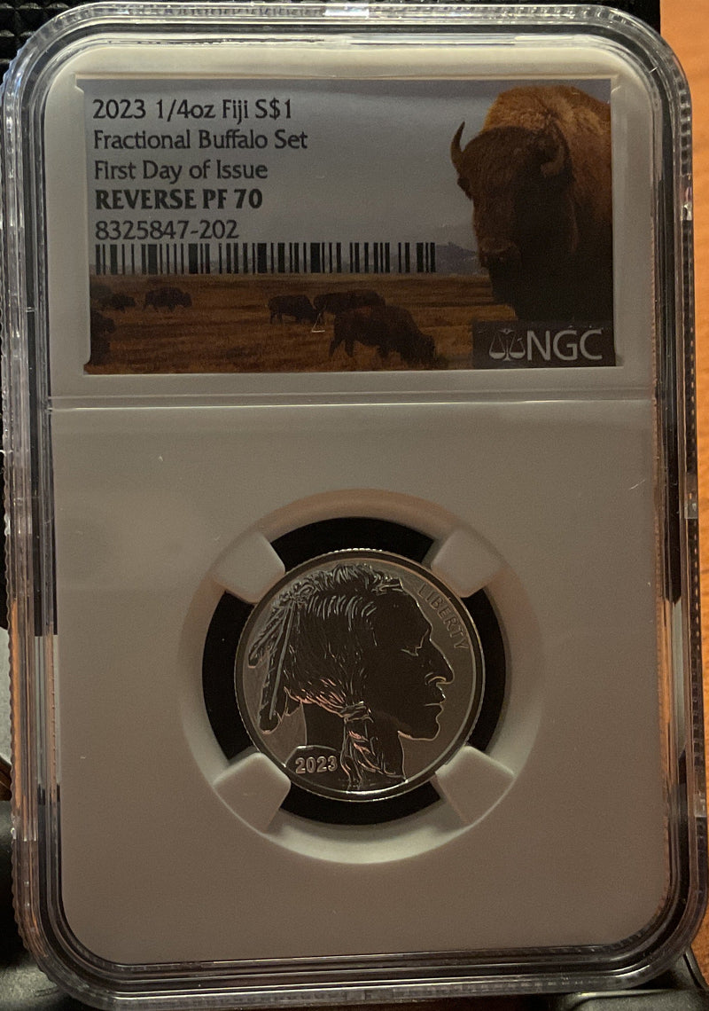.999 silver, 1 Troy Ounce, 2023 Fractional Buffalo Set, REVERSE PF-70, Store