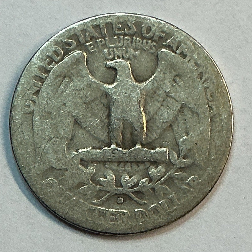 1936-D Washington Silver Quarter, Fine Circulated Coin, Store #QR1680