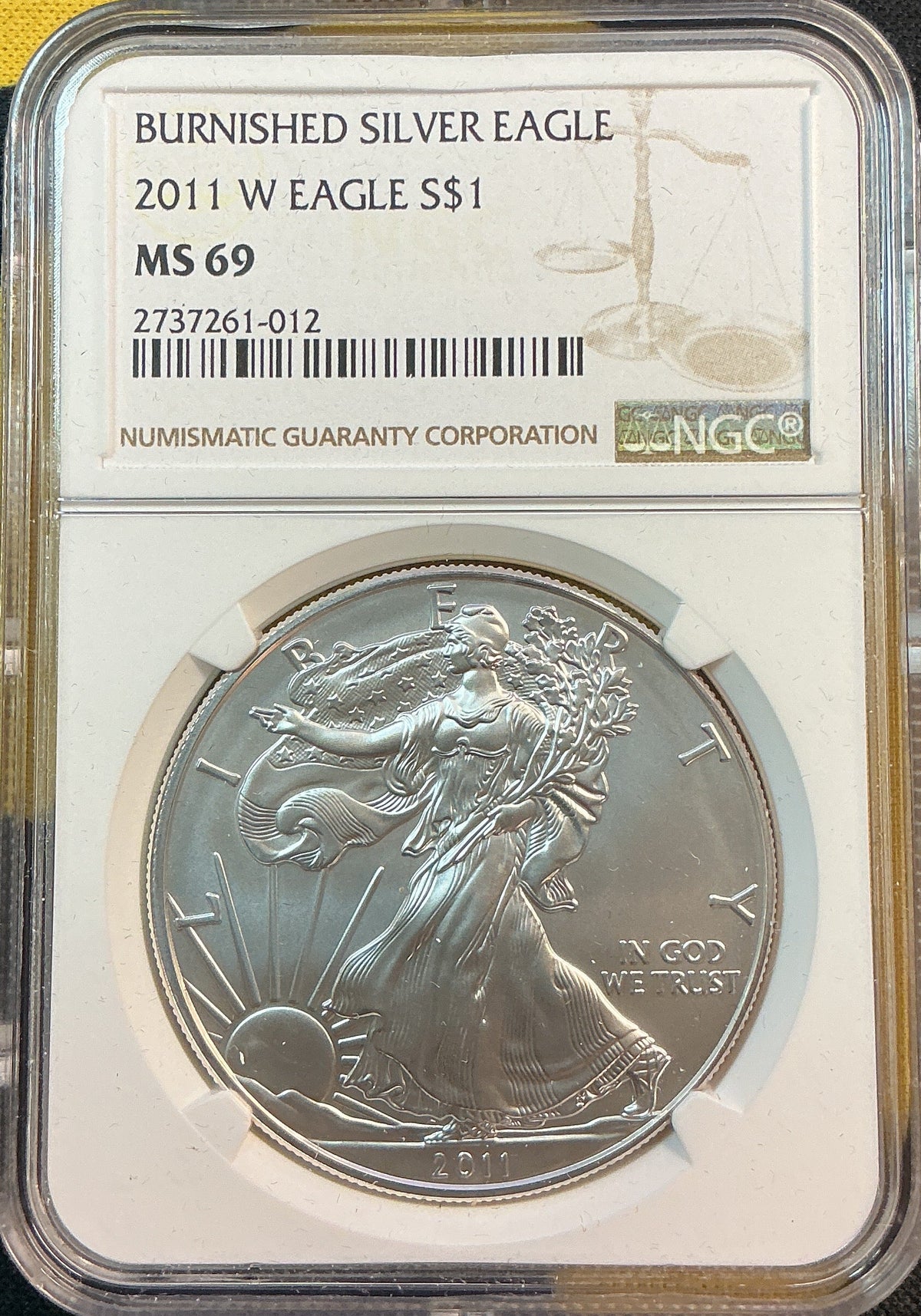 2011-W, American Silver Eagle $1, Burnished, NGC MS69 Store #AE0550