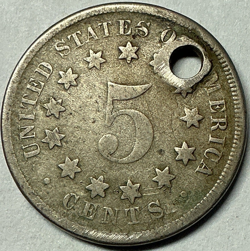 1867 Shield Nickel, Very Good Circulated Coin, Details, Store #NL677