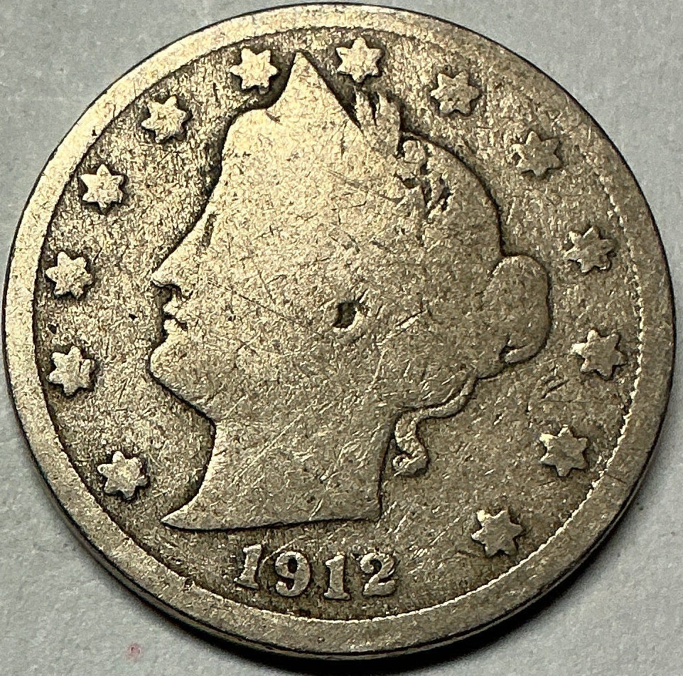 1912 Liberty Nickel, Good+ Circulated, Coin, Store #NL1390