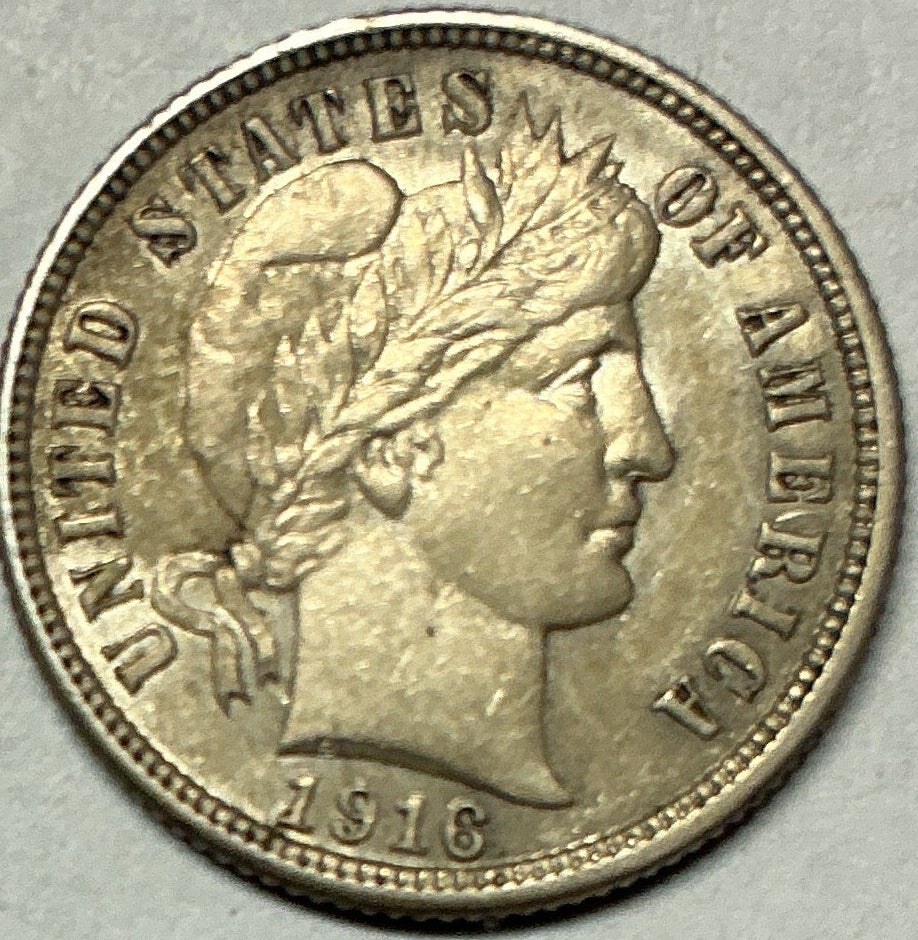 1916-S Barber Dime, About Uncirculated+ Coin, Store #DE920