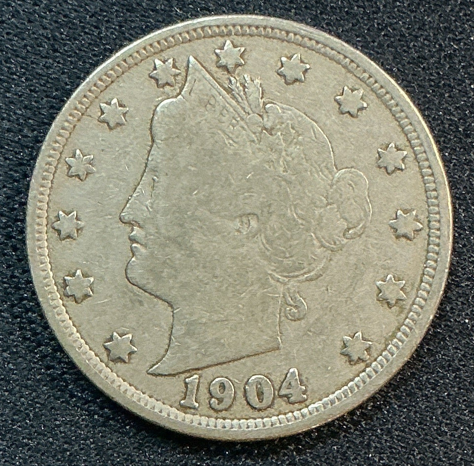 1904 Liberty Nickel, Very Good Circulated Coin, Store #NL891
