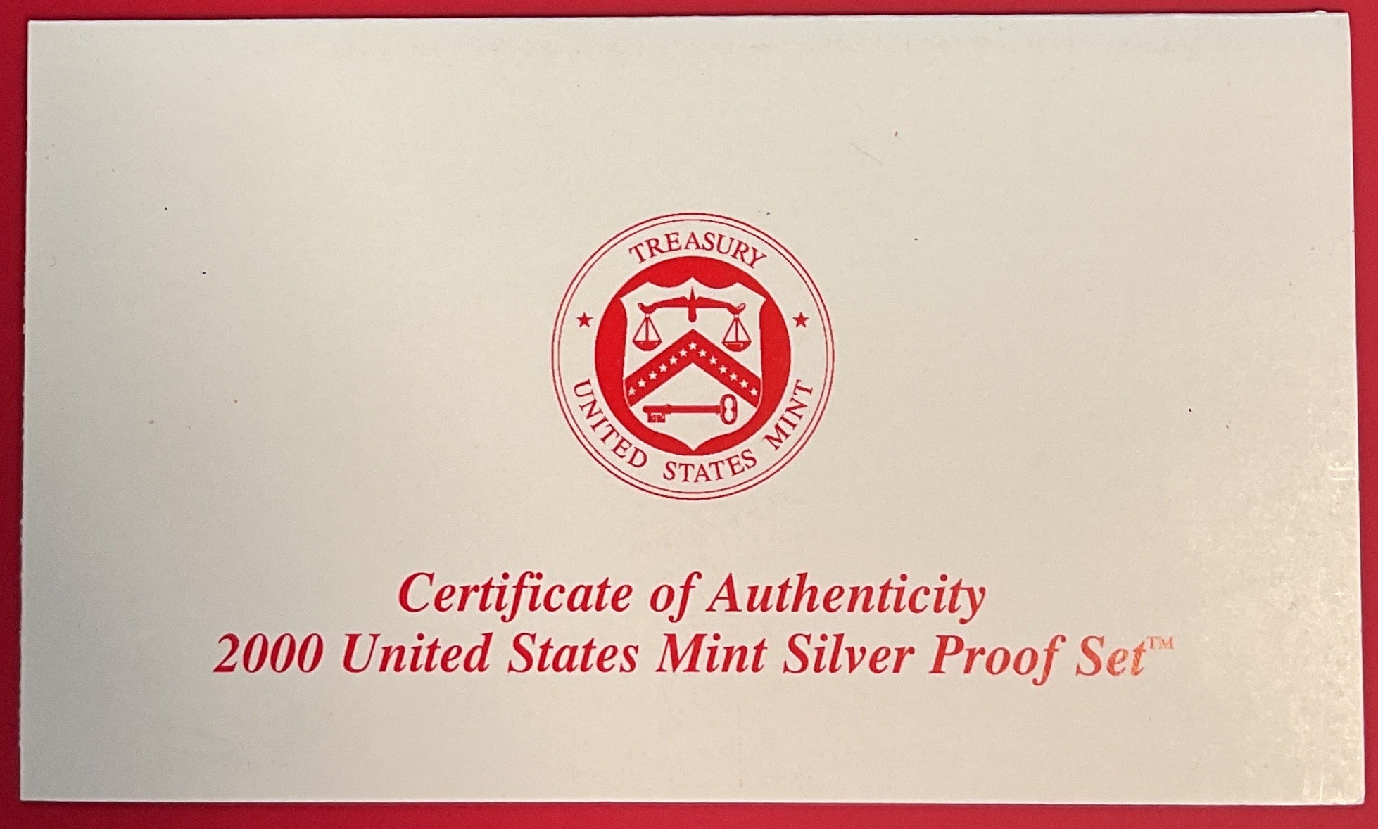 2000 United States Mint Silver Proof Set w/C.O.A.