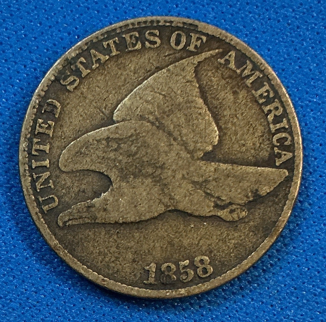 1858 Flying Eagle Cent, Very Good Circulated Coin, Store #CT1573