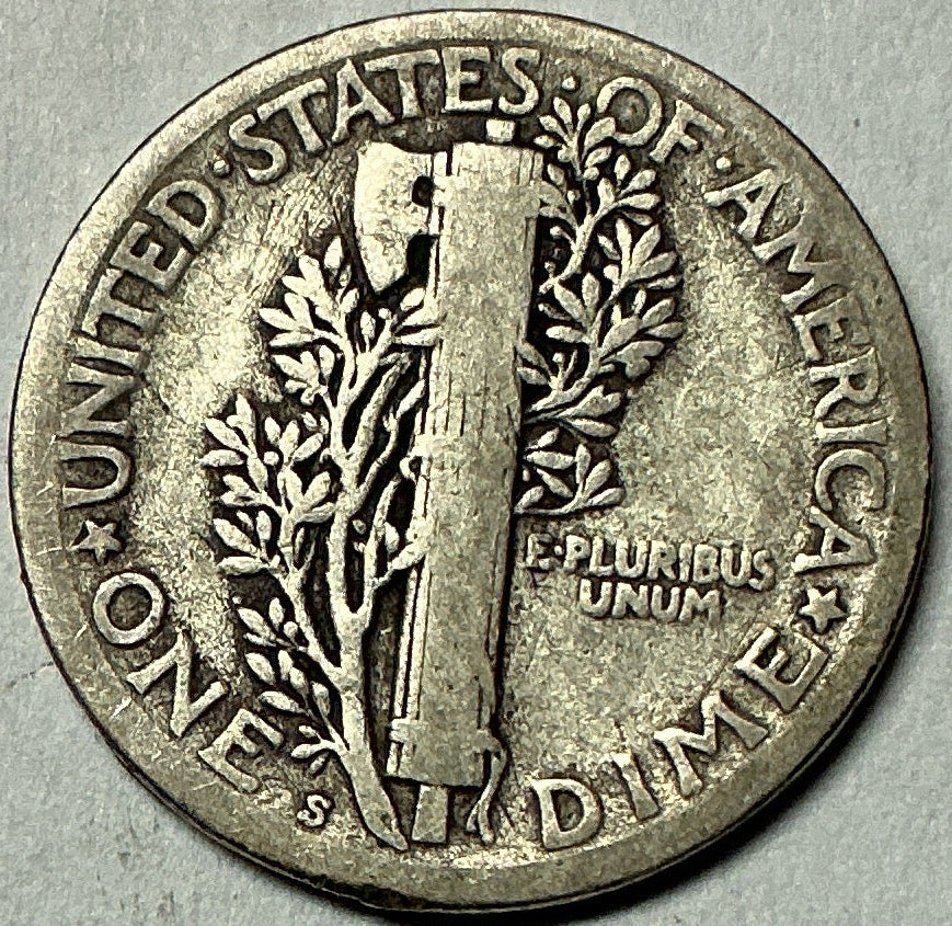 1923-S Mercury Dime, Very Good Circulated Coin, Store #DE0963