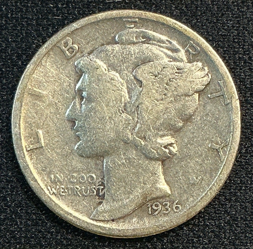 1936-S Mercury Dime, About Good Circulated Coin, Store #DE0643