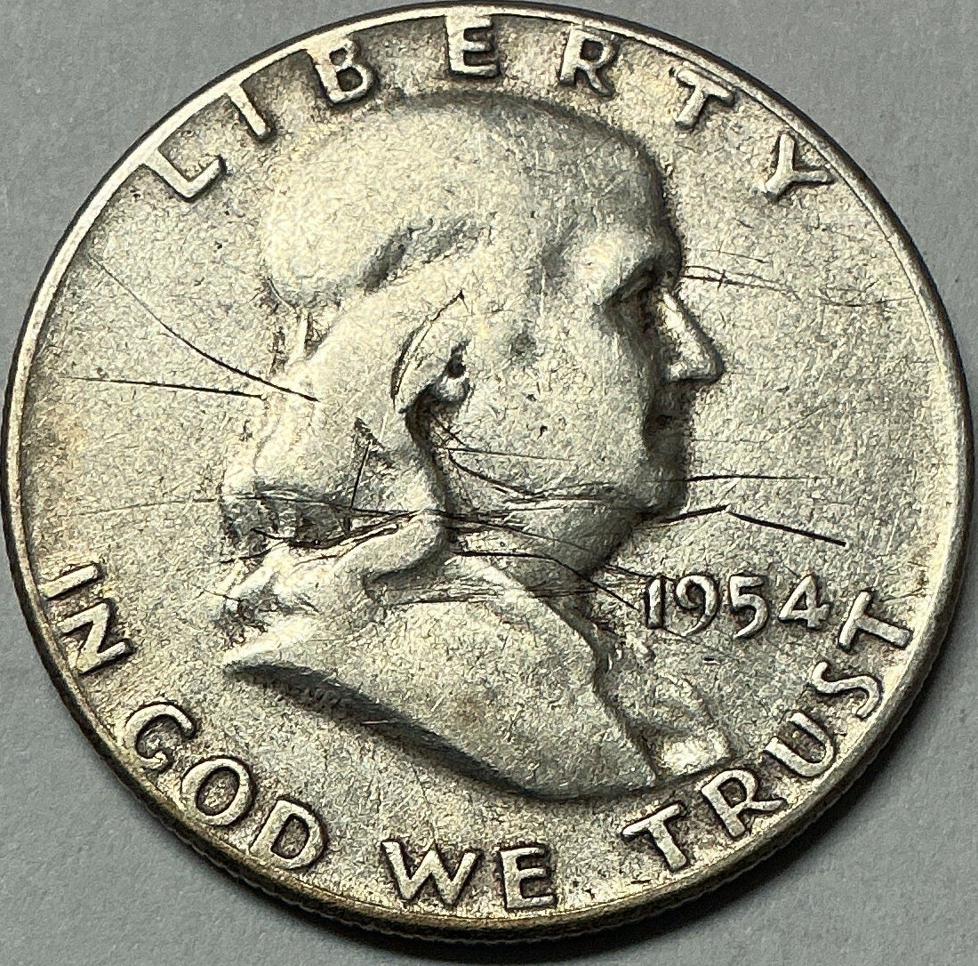 1954 Franklin Half Dollar, Fine Circulated Coin, Store #HR2047