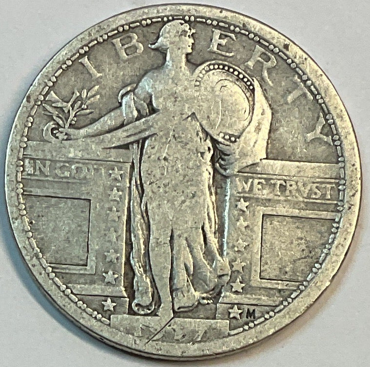 1917 T-1, Standing Liberty Silver Quarter, Fine Circulated Coin, Store #QR1162