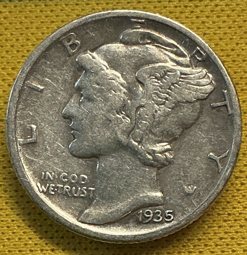 1935 Mercury Dime, Fine Circulated Coin, Store #DE0629