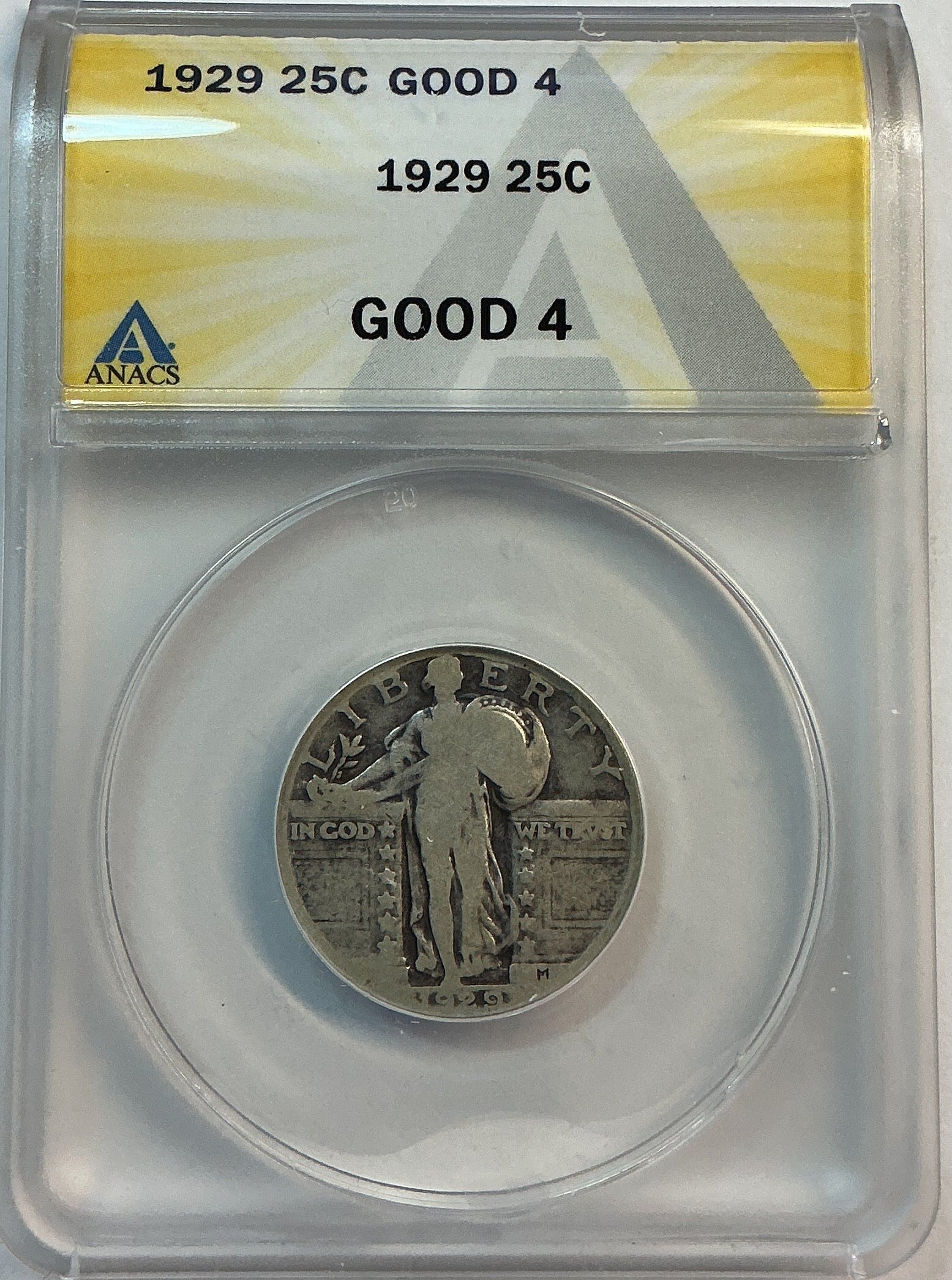 1929 Standing Liberty Quarter, ANACS Good-4, Store #QR1633