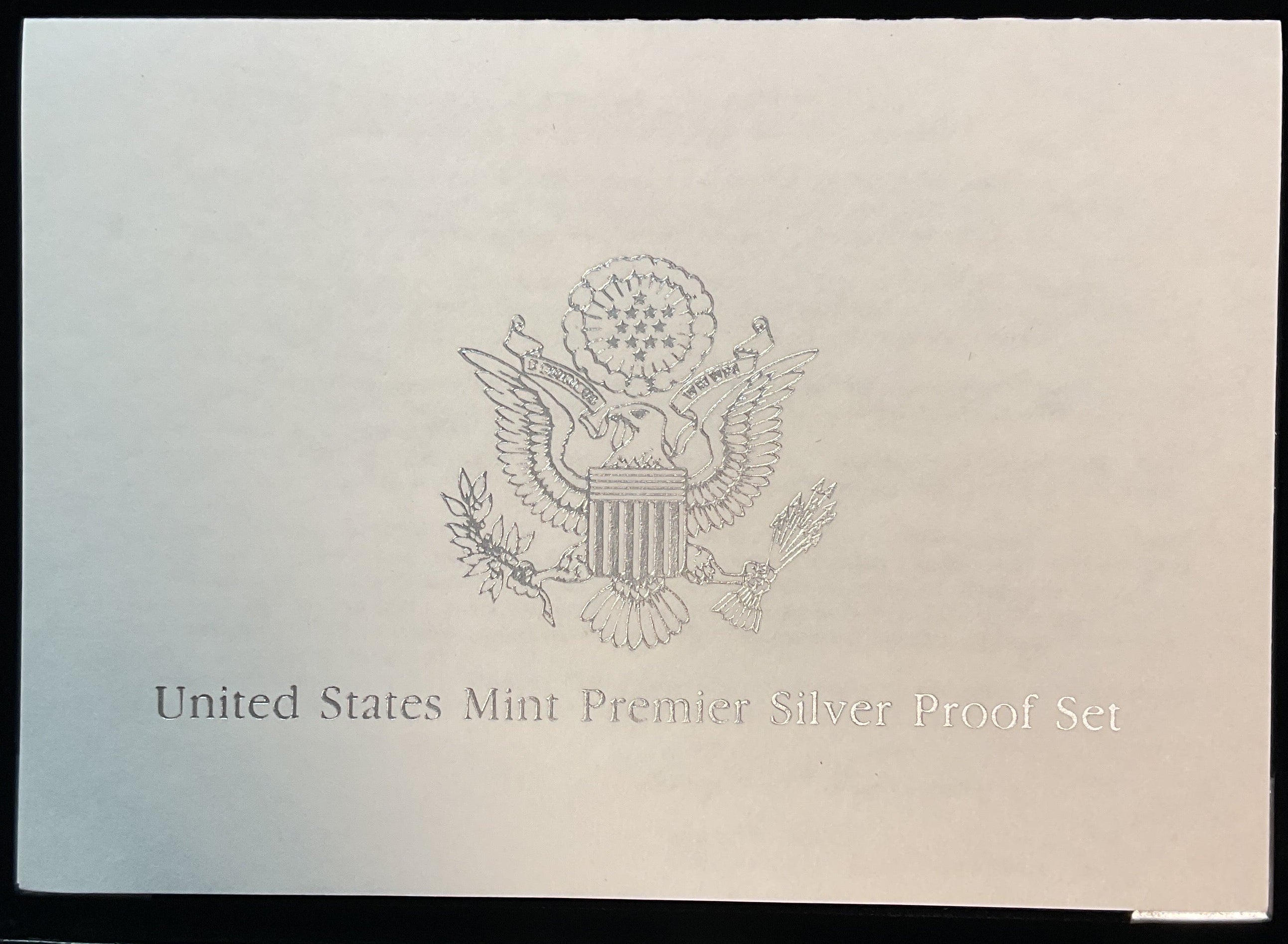 1997 5 Coin Silver Premier Silver Proof Set. U.S. Mint C.O.A, Store #PT036