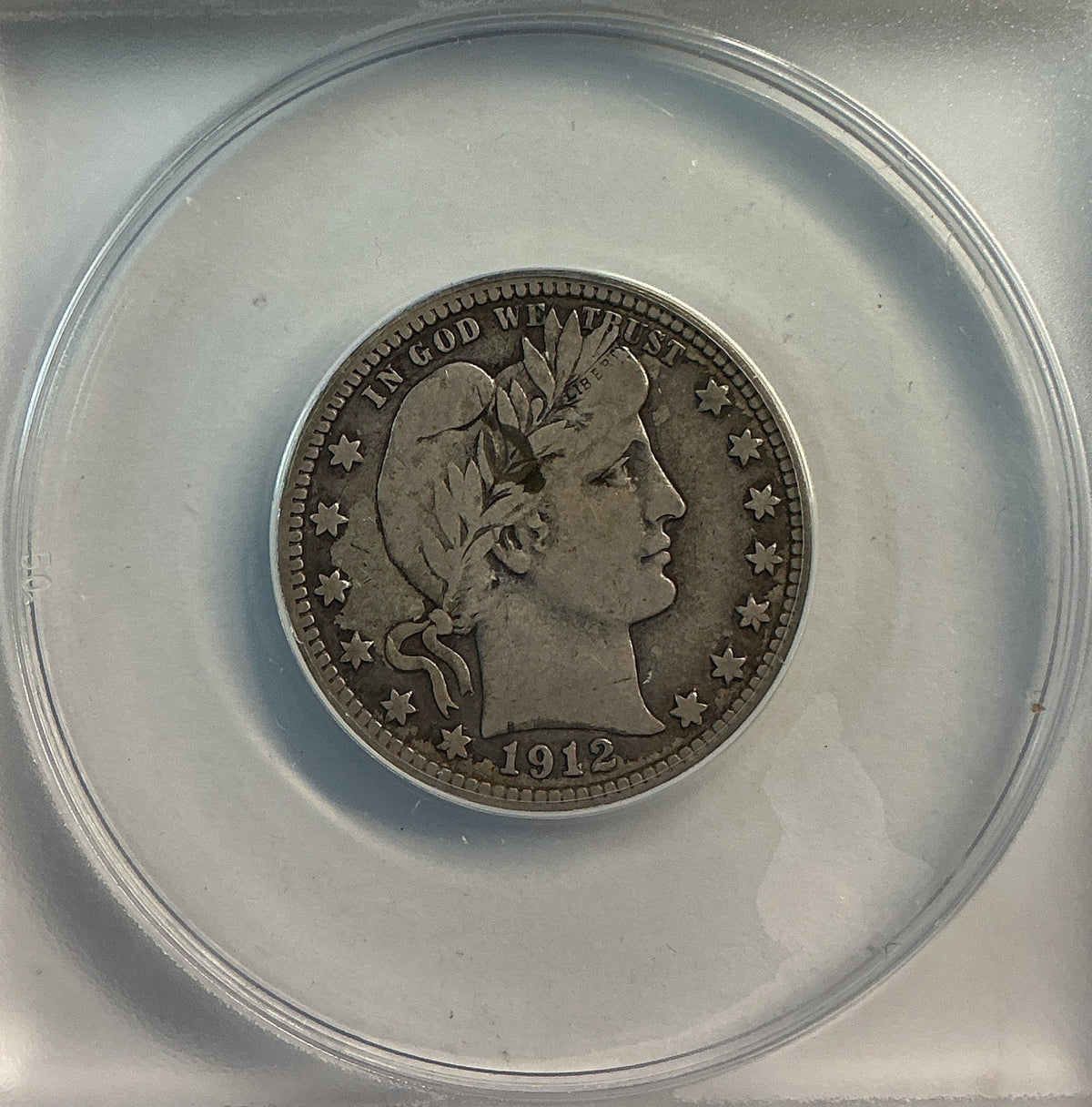 1912-S Barber Quarter, ANACS Fine 15. Store #QR1498