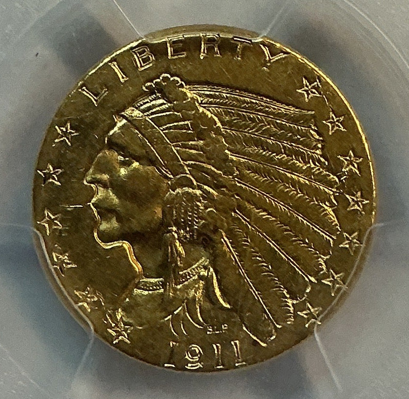 1911 $2.50 Quarter Gold Eagle, Indian Head, PCGS AU-55, Store #G0131.