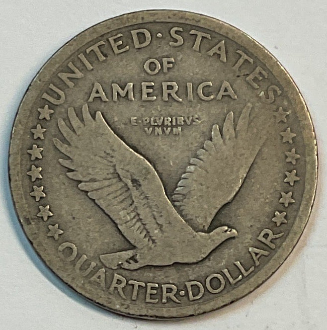 1917 T-1, Standing Liberty Silver Quarter, V.G, Circulated Coin, Store #QR1161