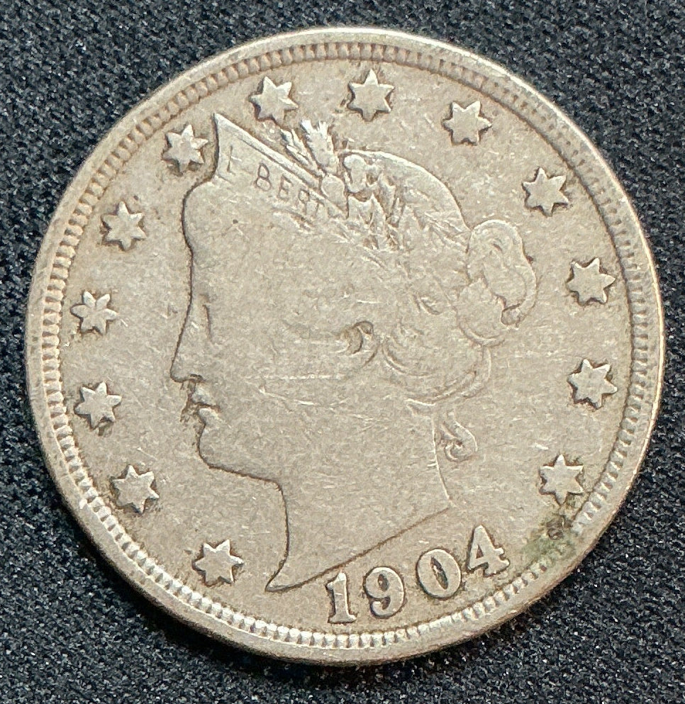 1904 Liberty Nickel, Very Good Circulated Coin, Store #NL889