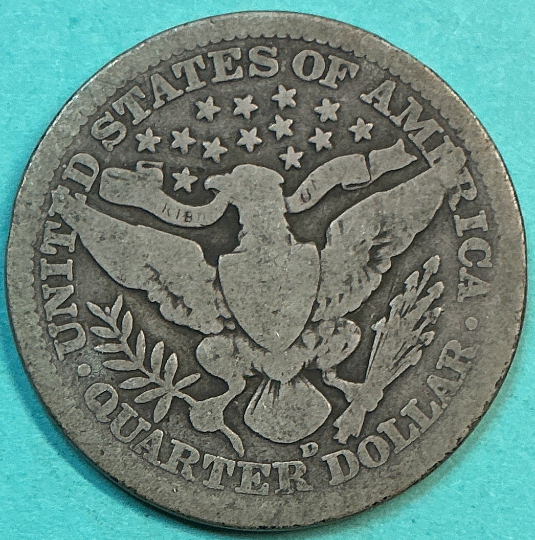 1914-D Barber Quarter., Good Circulated Details., Store#QR1316
