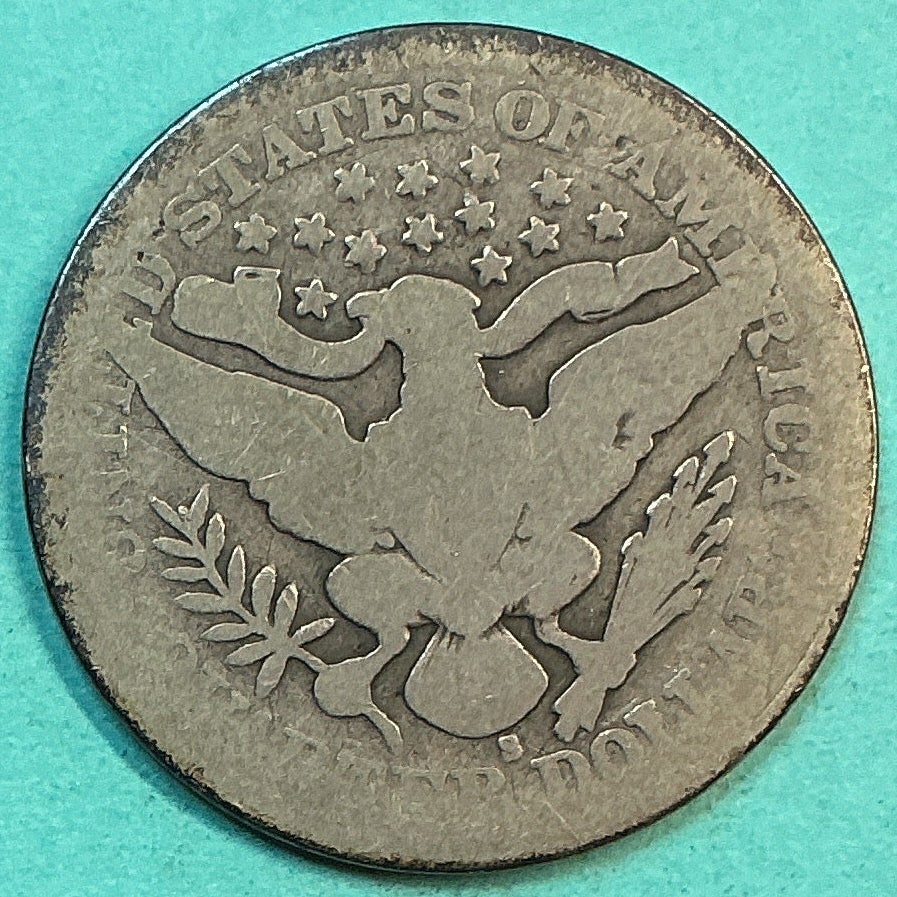 1908-S Barber Quarter., Fair Circulated Details., Store#QR1245