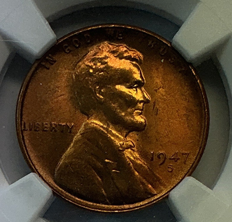 1947-S Lincoln Wheat Cent. NGC Graded MS65 RB. Store #GCT066