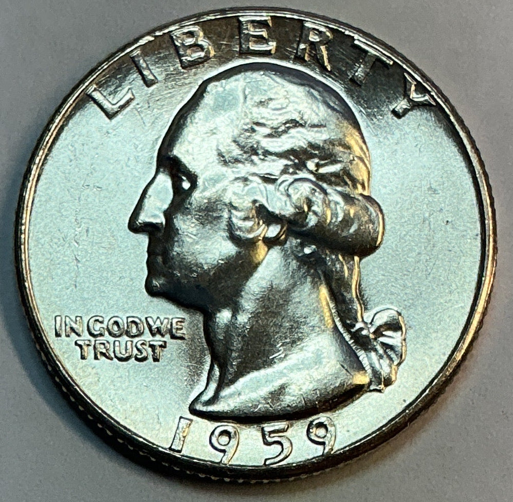 1959 Washington Silver Quarter., Gem Proof Strike Coin., Store #QR1784