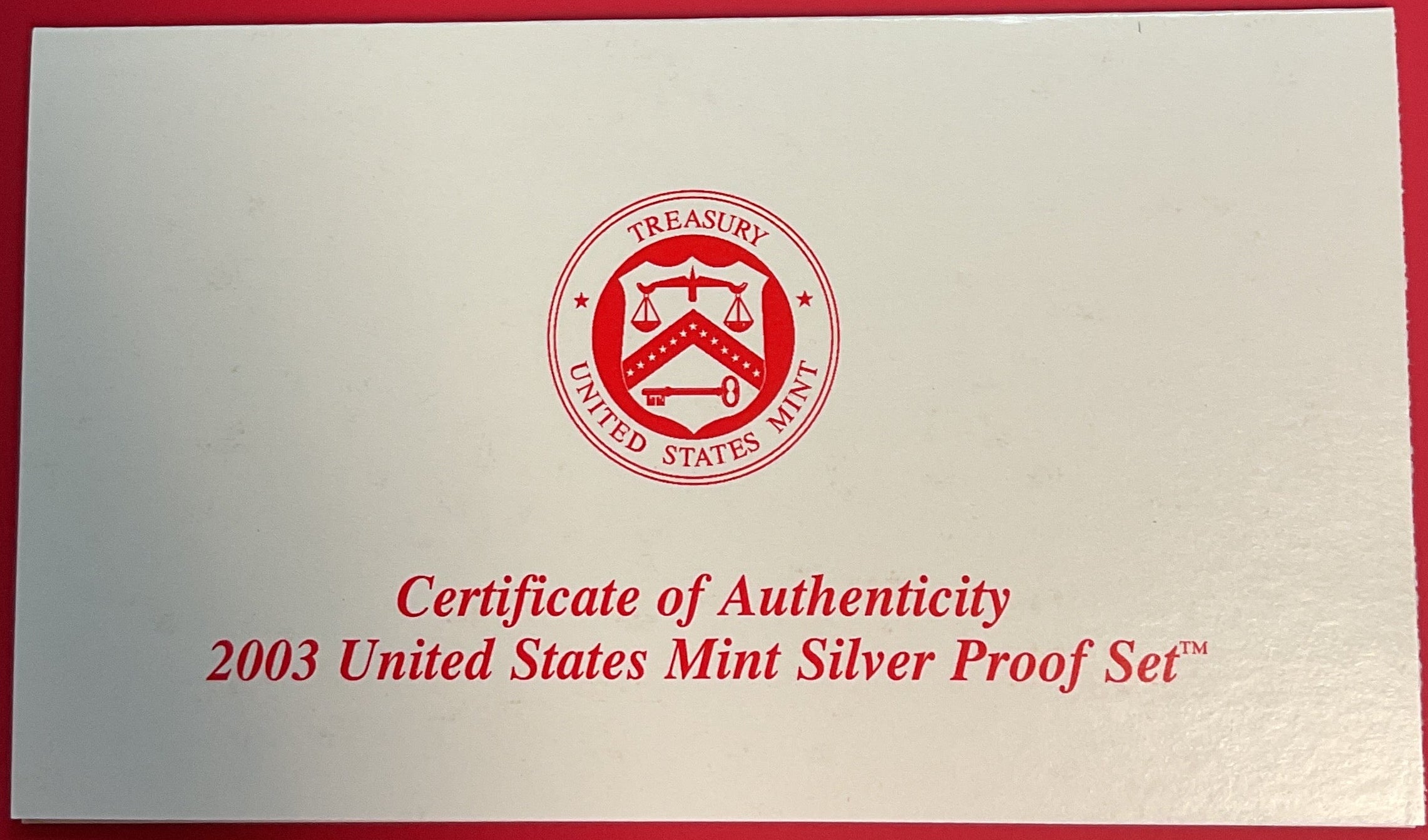2003 United States Mint Silver Proof Set w/C.O.A.