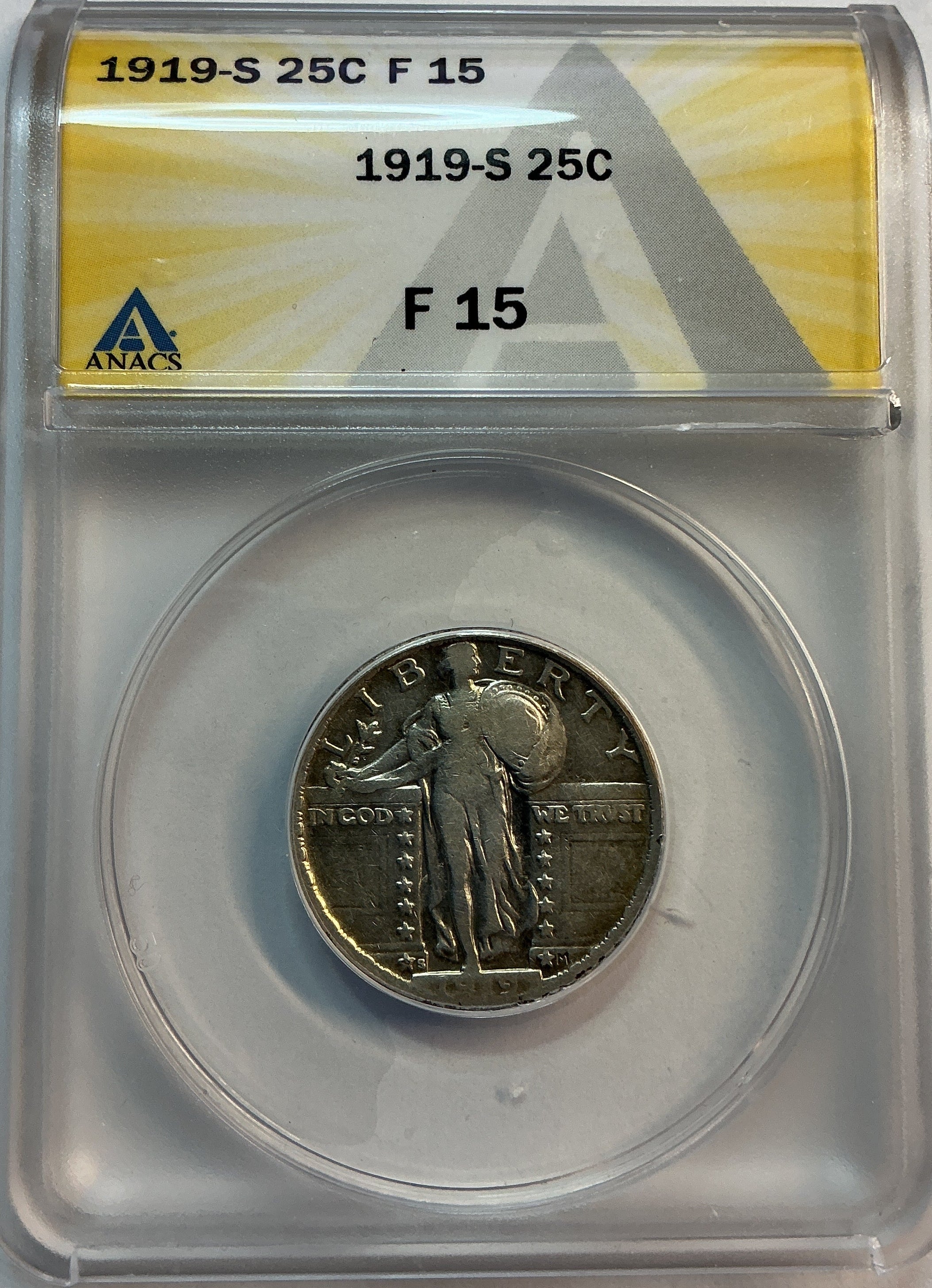 1919-S Standing Liberty Quarter, ANACS F-15, Store #QR1611
