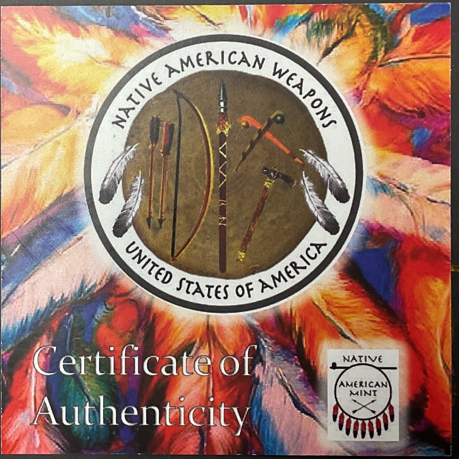 2018 NATIVE AMERICAN WEAPONS, .999 Silver Coin, 1 Troy Ounce, Store #SR180