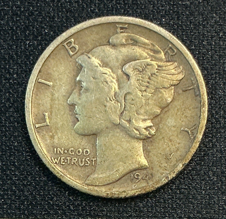 1941-S Mercury Dime, About Uncirculated Coin, Store #DE0686