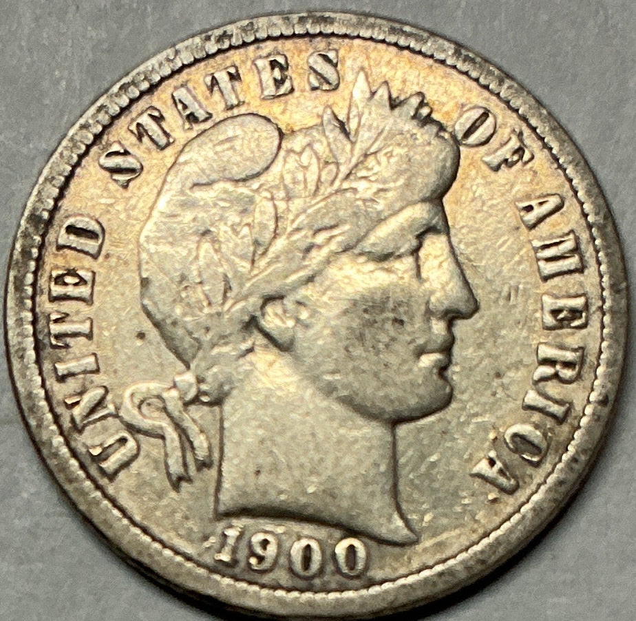 1900 Barber Dime, Very Fine+ Circulated Coin, Store #DE918