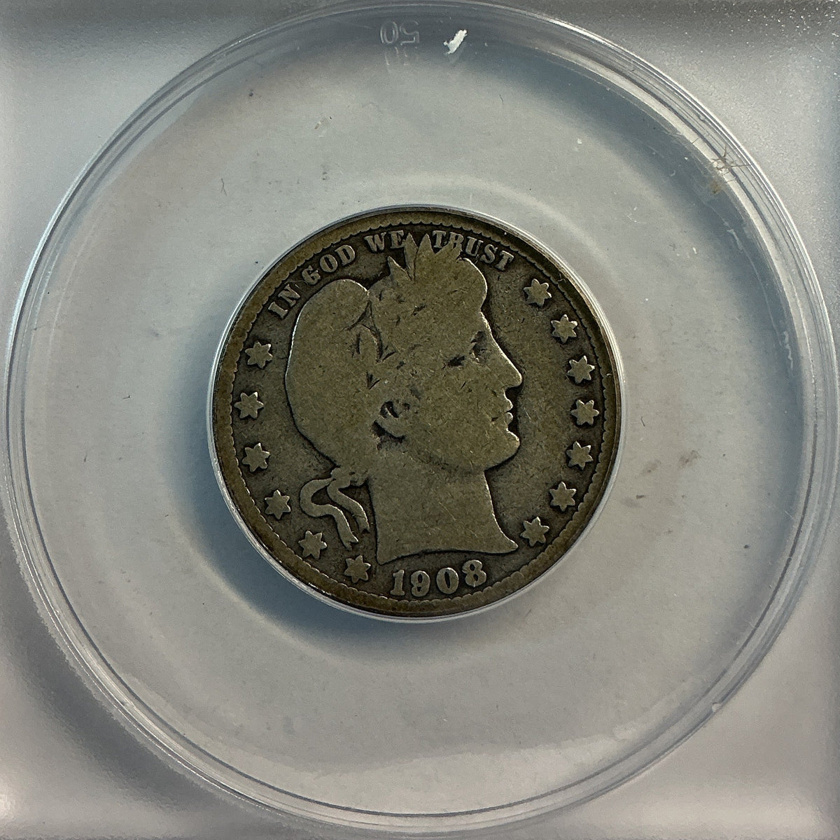 1908-O Barber Quarter, ANACS Good 6. Store #QR1489