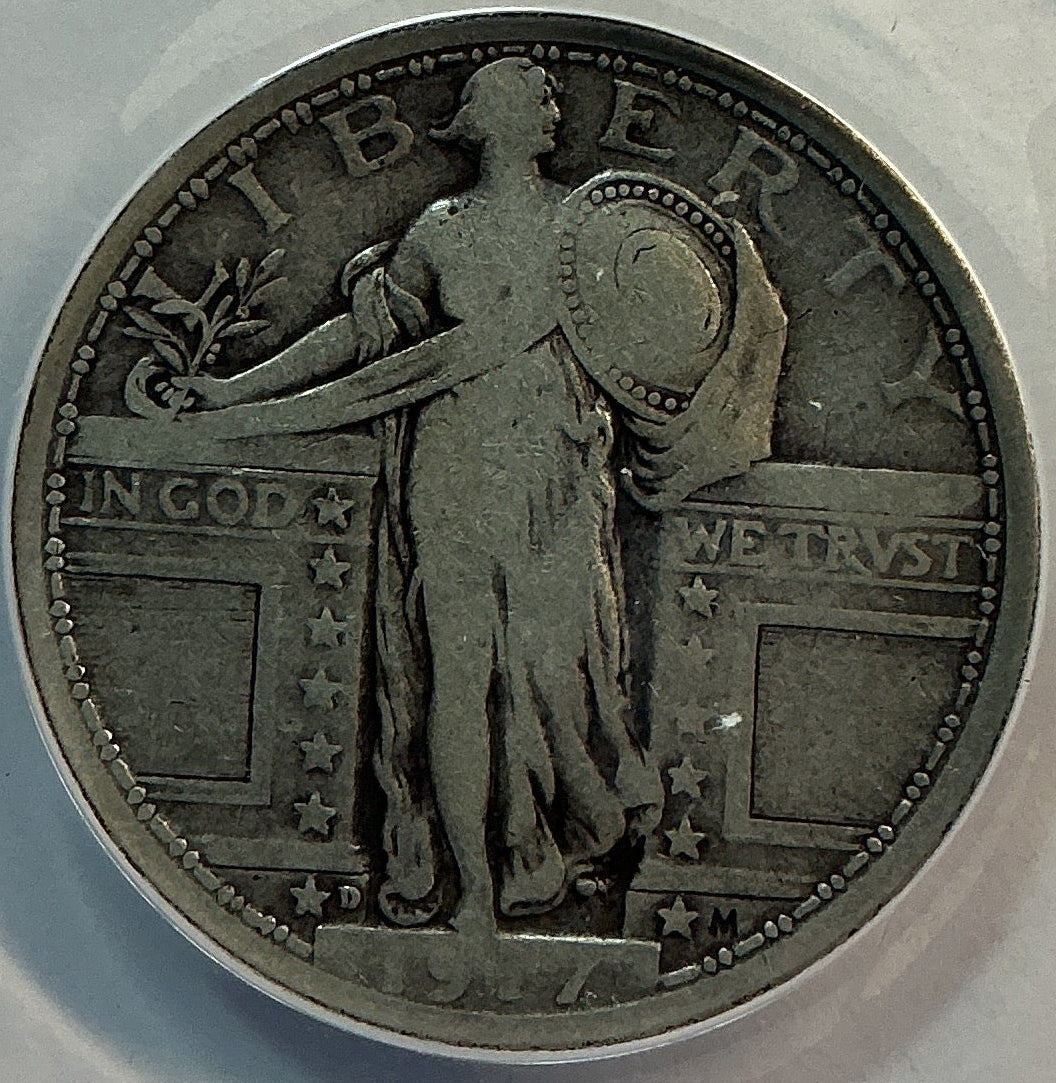 1917-D Standing Liberty Quarter., Type-1., ANACS F-12, Store #QR1601