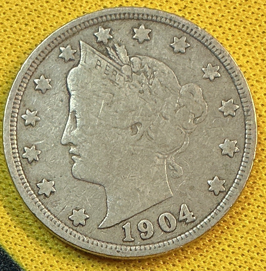 1904 Liberty Nickel, Very Good Circulated Coin, Store #NL892