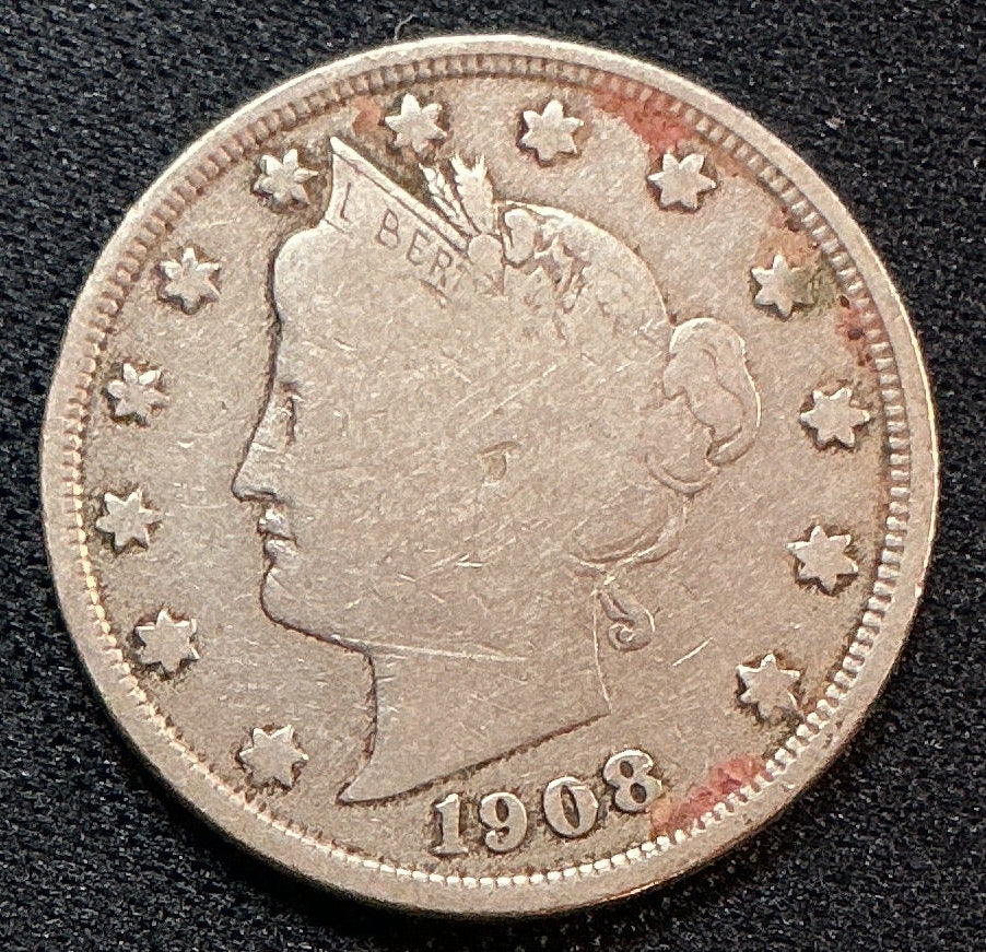 1908 Liberty Nickel, Very Good Circulated Coin, Store #NL904