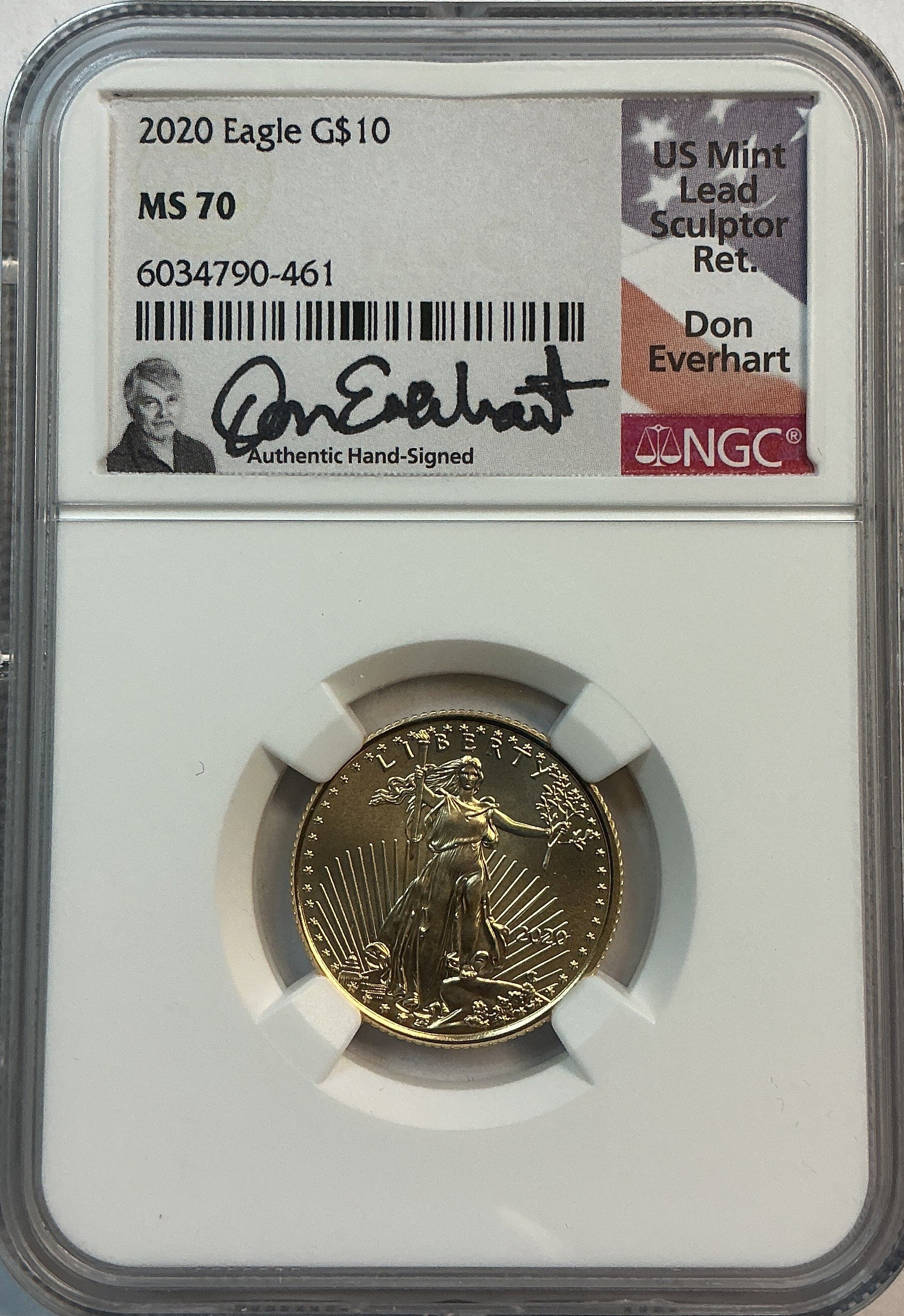 2020 $10, Proof Gold American Eagle Coin, 1/4 OZT, NGC MS 70, Store #GMC276
