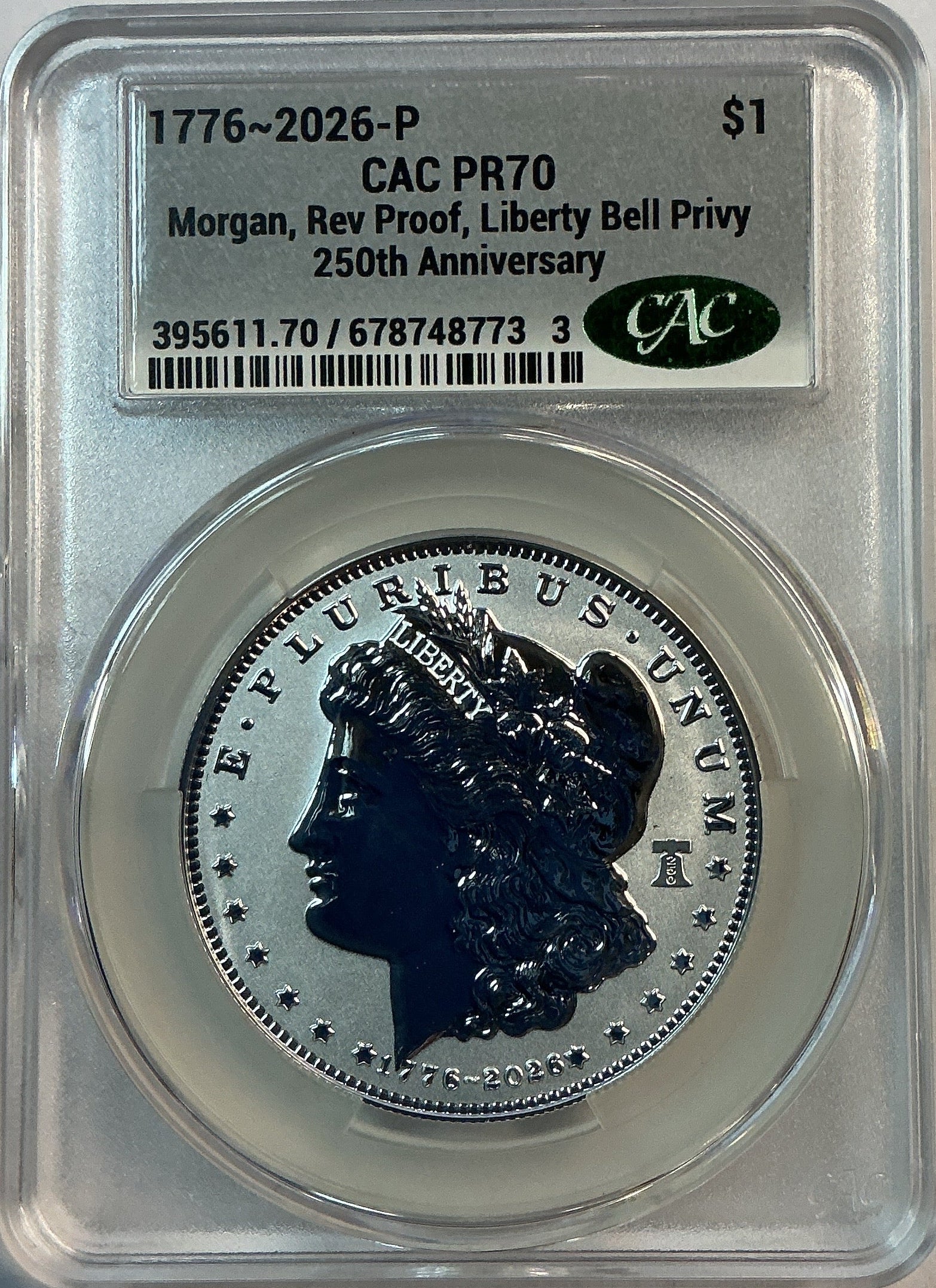 2026-P Morgan Silver Commemorative Reverse Proof, CAC PR70, Store #GMC238