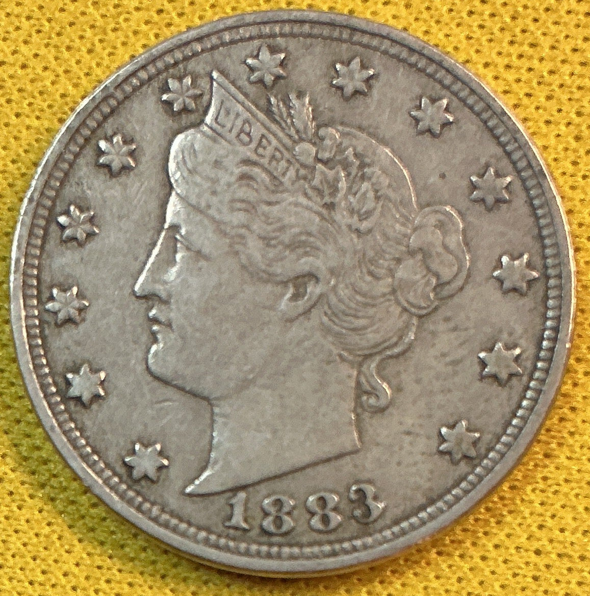 1883 Liberty Nickel., 'No Cents'., Very Fine Circulated Coin., Store Sale #NL870