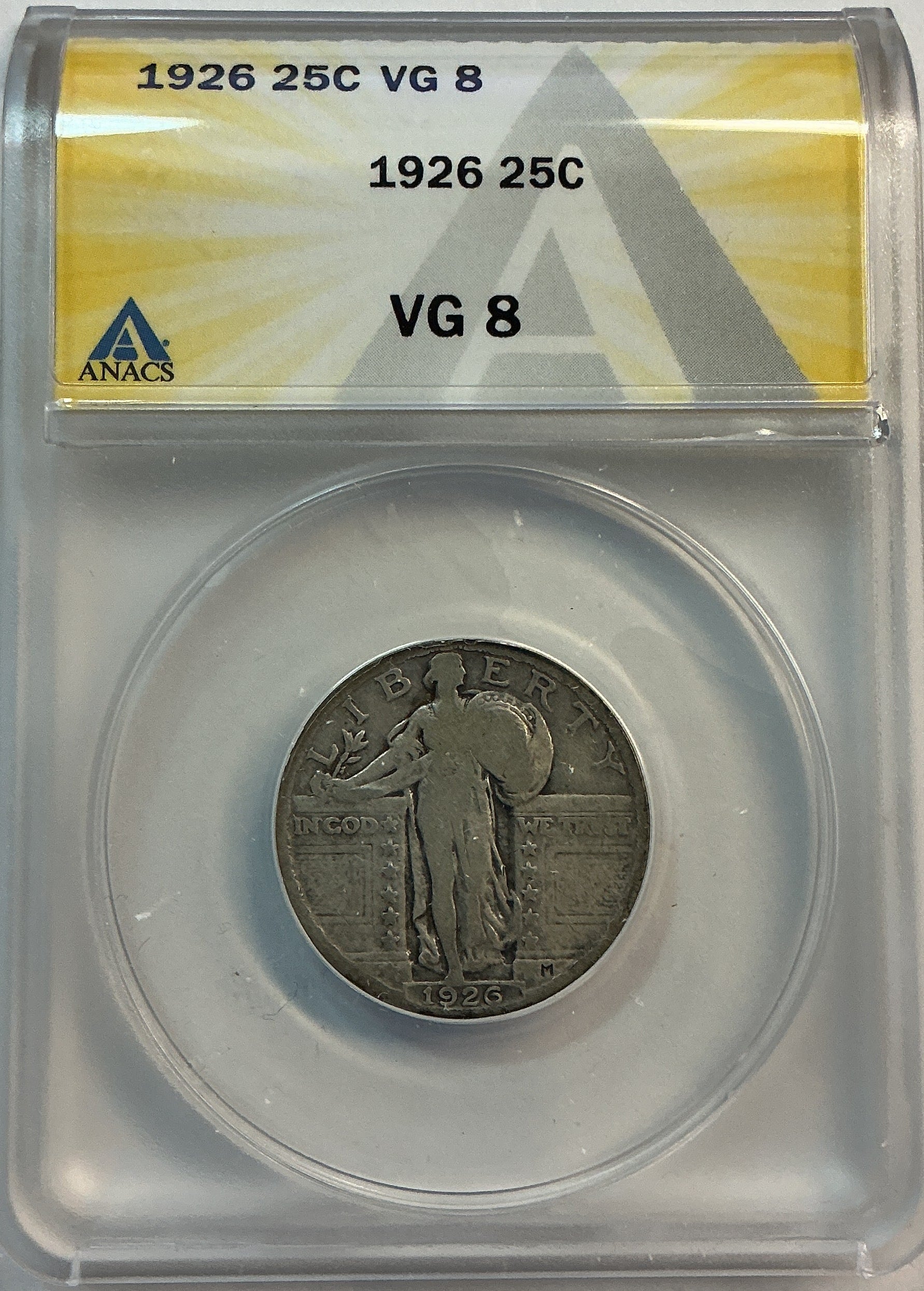 1926 Standing Liberty Quarter, ANACS VG-8, Store #QR1623