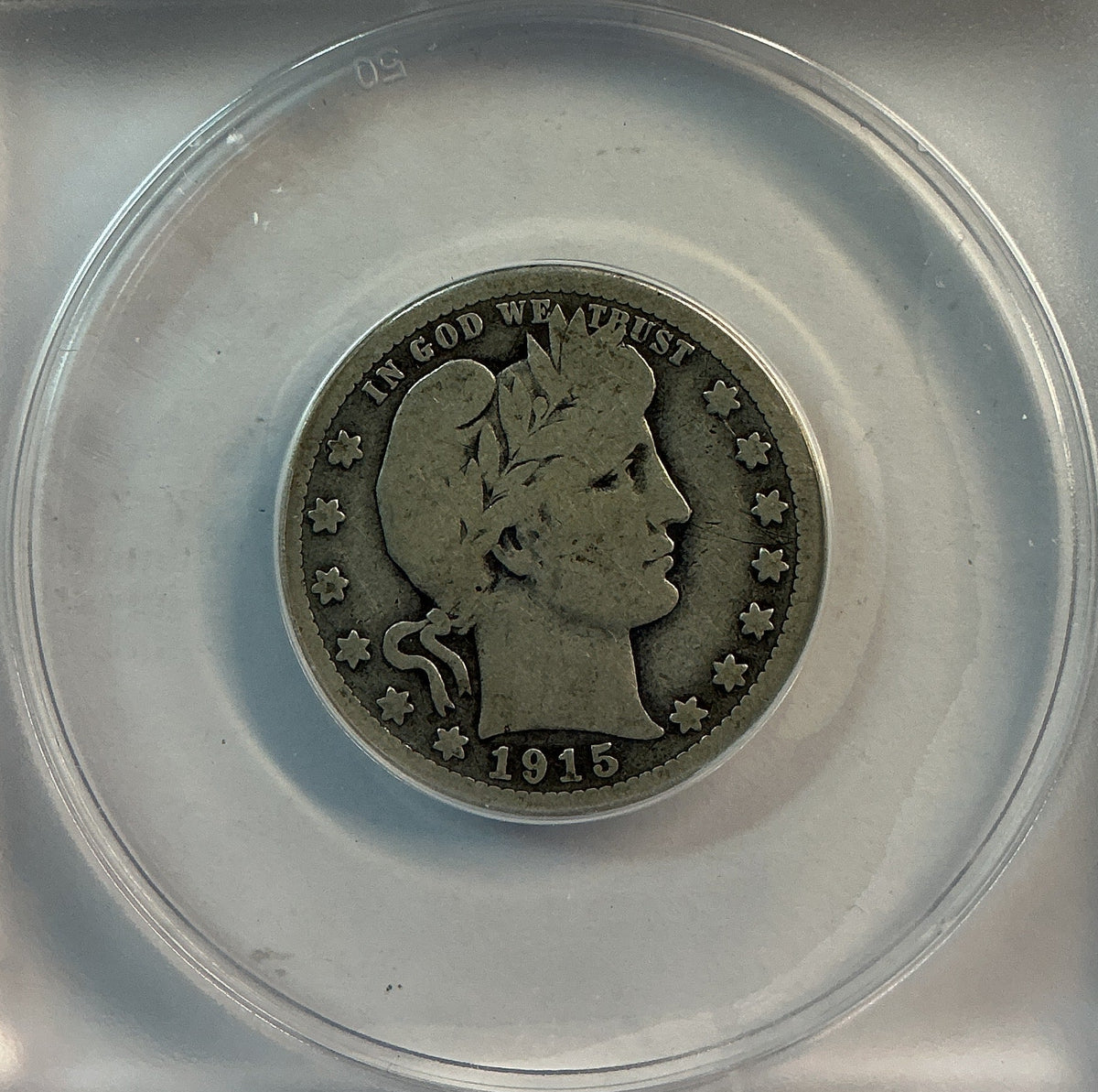1915-S Barber Quarter, ANACS Good 6. Store #QR1479